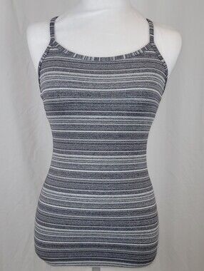 lululemon athletica Black & White Striped Spaghetti Strap Tank